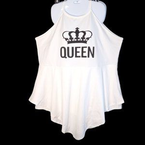 QUEEN! Womens 1-piece Halter Shorts Skirt Romper in White 3XL NWOT